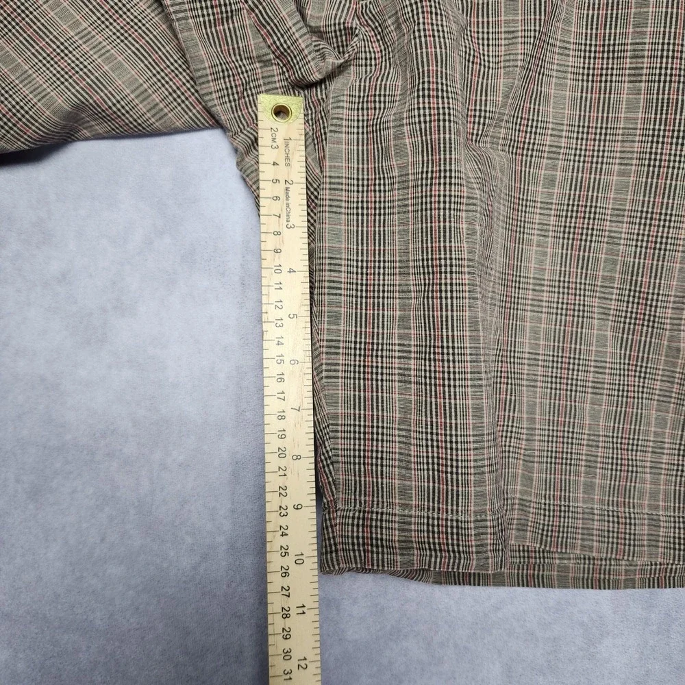 Banana Republic Mens 38 Brown Tan Plaid Cotton Linen Blend Flat Front Shorts